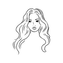 model girl's head, vector sketch. Fashion illustration. Woman's Hair Style