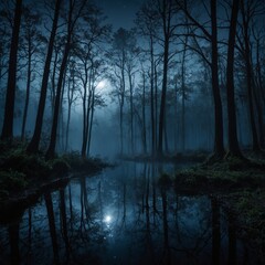 misty morning in the forest