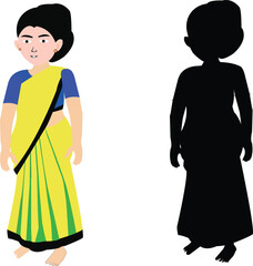 An old Indian woman/ granny is standing with her little granddaughter