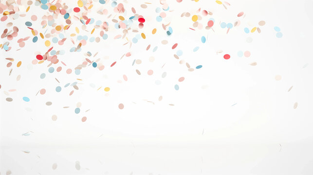 Pastel Confetti Falling on White Background