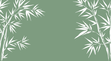 Frame with Bamboo tree , Hand drawn style. Vector.	
