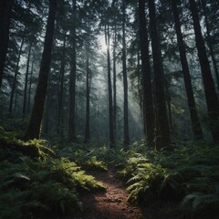 Obraz premium forest in fog