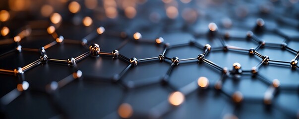 This image showcases a detailed close-up of molecular structures with connections illuminated against a dark background, highlighting innovative scientific concepts and research.