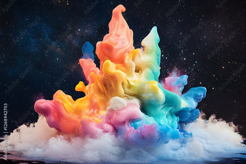 Canvas Prints a vibrant explosion of colors, resembling an abstract nebula in space, with swirling patterns and ra
