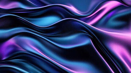 Fototapeta premium A vibrant, flowing silk fabric showcases a blend of blue and purple hues, creating an eye-catching, luminous texture.