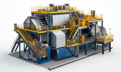 Complex machinery modern industrial factory structure design.