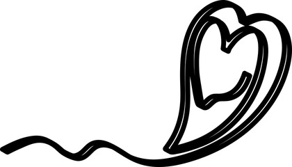 Heart ribbon shape with bold line, love, romantic