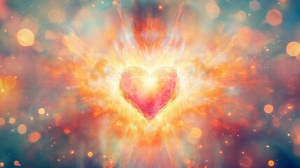 Glowing Heart Surrounded by Radiant Flames, Representing the Holy Spirit