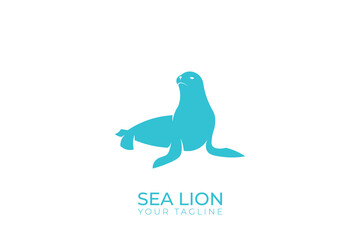 Sea lion logo design, green sea lion silhouette, minimalist sea lion logo