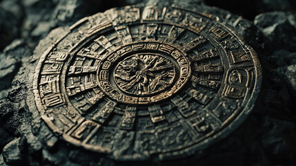 Obraz premium Ancient Aztec Calendar Stone Design