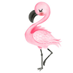 Vanlentines theme , Flamingo illustration with a playful stance on a black background.