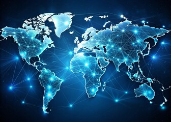 Global Network Connection: World Map with Data Points, Right-Aligned Copy Space