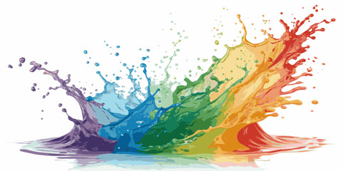 Abstract rainbow watercolor splash with ocean gradient effect spray paint style isolated on white background.