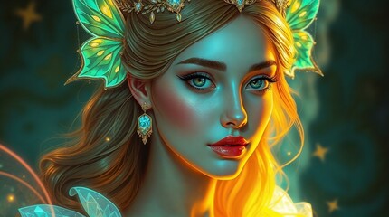 Naklejka premium Fairytale Princess – Dreamy Young Girl in a Magical Kingdom