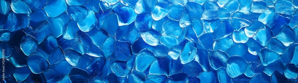 Poster mesmerizing blue water crystal pattern background with reflective and shiny geometric mosaic texture