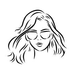 model girl's head, vector sketch. Fashion illustration. Woman's Hair Style