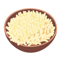 Rice clip art, rice in bowl vector illustration, bowl of rice clip art, isolated on white background