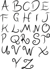 A collection of ornate, artistic letters crafted in elegant calligraphic style, perfect for design projects.