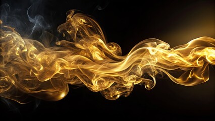 Golden Smoke Isolated on Black: Elegant Abstract Background for Design