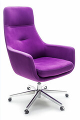 Comfortable stylish purple office chair isolated on white background