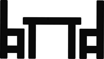 An abstract black and white minimalist table and chair design featuring a stylish text composition with clean typography and geometric features, evoking a modern and contemporary design aesthetic.