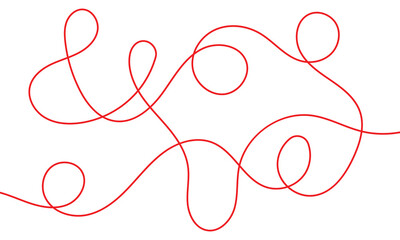 Thread line seamless pattern. Curvy intersections of ropes in organic smooth print. Abstract squiggly modern background with continuous lines. Vector Illustration .