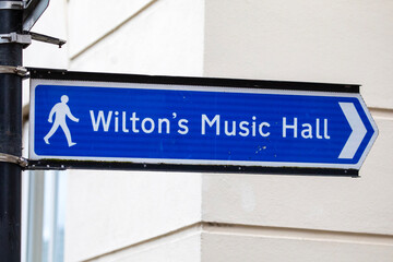 Sign for Wiltons Music Hall in East London, UK