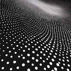 Dynamic monochrome pattern featuring a wave of circular dots, creating a visually striking and abstract design. Ideal for backgrounds, digital projects, or artistic expressions.