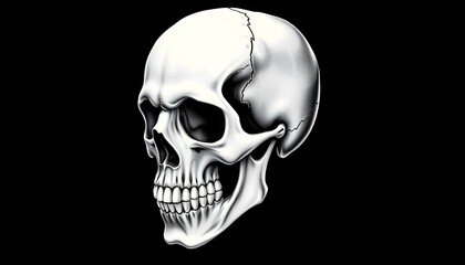 Obraz premium Monochromatic Skull Illustration: A Striking Visual for Design