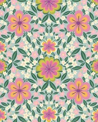 Colorful flowers seamless pattern decoration on soft color background, Hello spring festival