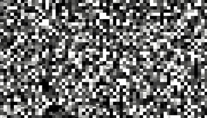 Abstract black and white QR code style pattern with pixelated design, perfect for modern digital concepts, tech art, and high-tech data visualization