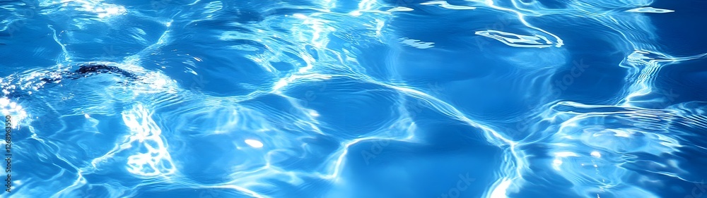 Poster Stunning reflection of a rippling transparent water surface with shimmering light and a tranquil calming ambiance  This serene aquatic background creates a captivating and refreshing visual scene