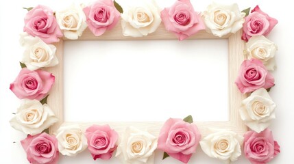 Elegant Floral Frame with Pink and White Roses for Special Occasions