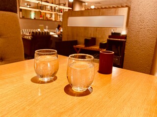 Coffee shop: Two cups of cold water