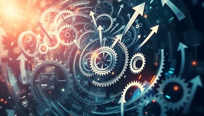 Interlocking Gears and Arrows Dance of Technological Advancement