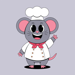 Cute mouse with chef costume cartoon