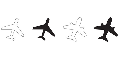 airplane icon set, plane icon set, airplane symbol, vector