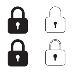 padlock icon set, lock icon set, vector, stroke