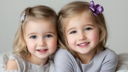 Smiling young female children with hair accessories
