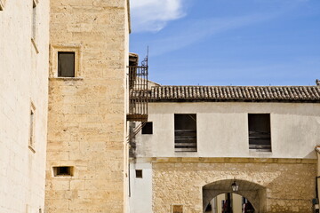detail of the ducal palace of pastrana with the grille of the princess of eboli's room