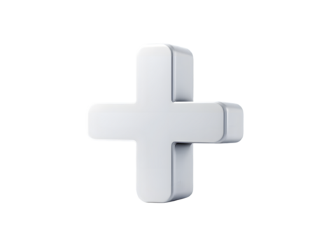 Minimalist White Plus Sign on a Transparent Background Representing Addition and Positivity