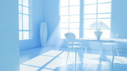 Fototapeta premium Serene Minimalist Room: Sunlit Interior Design