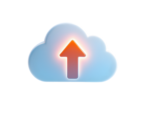 Beautiful Cloud with an Upward Arrow Symbolizing Cloud Storage and Uploading Data in a Digital Age