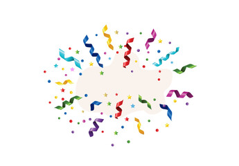 Confetti And Streamer on And White Background
