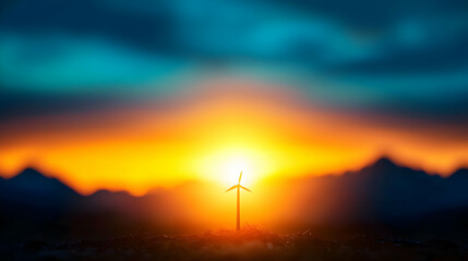 Sword Silhouette Against Golden Sunset Sky and Mountain Landscape in Serene Nature Scene