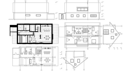 residential architecture house plan 3d illustration
