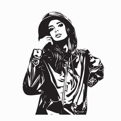 Woman Rain Coat Image vector. Beautiful Female Model Wearing a Stylish Raincoat in a Vector Illustration