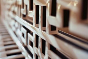 Serene geometric pattern featuring white transitions in a harmonious and balanced design