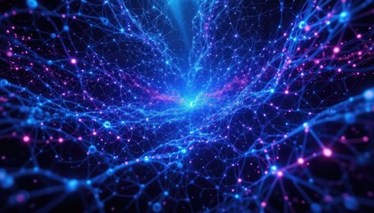 Obraz premium Cosmic Network Visualization: Exploring the Interconnectedness of the Digital Universe