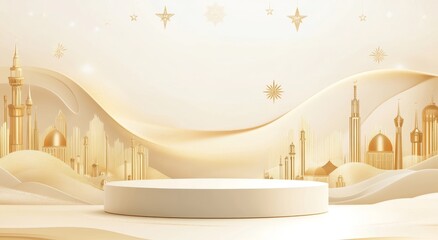 Gold Islamic Cityscape Product Display